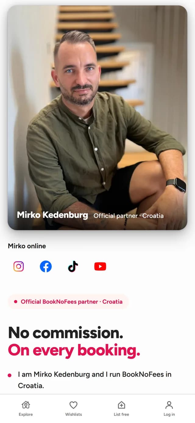 Pagina partenerului din aplicația BookNoFees